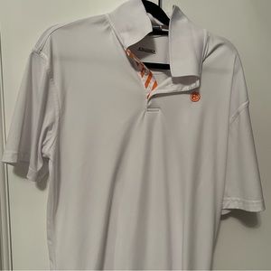 Volunteer traditions white shirt with orange TN tri-star symbol